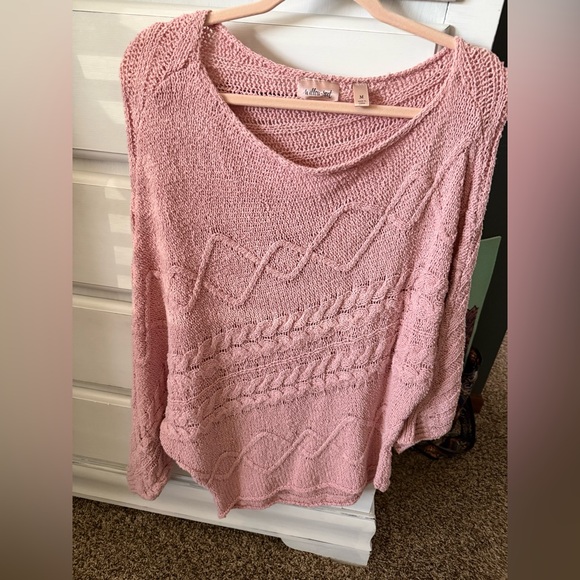 Pink Knit Off the Shoulder Sweater - Picture 2 of 2